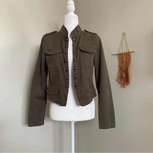 Dark Green Jean Jacket with Button Clasps Medium